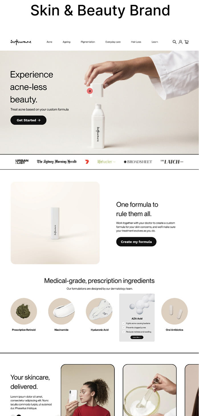 Skin and beauty brand website design